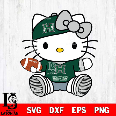 Hawaii Rainbow Warriors Cute Hello Kitty Football 11 Svg Eps Dxf Png File, NCAA svg, Digital Download, Instant Download