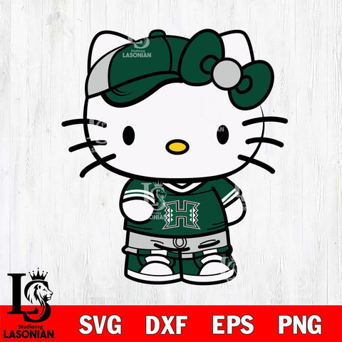 Hawaii Rainbow Warriors Cute Hello Kitty Football 2 Svg Eps Dxf Png File, NCAA svg, Digital Download, Instant Download