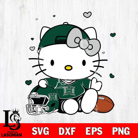 Hawaii Rainbow Warriors Cute Hello Kitty Football Svg Eps Dxf Png File, NCAA svg, Digital Download, Instant Download