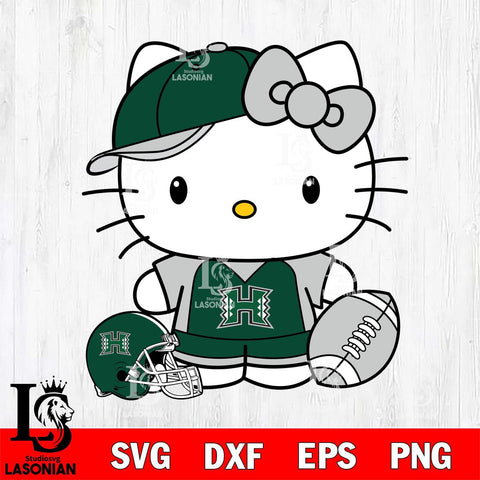 Hawaii Rainbow Warriors Cute Hello Kitty Football 4 Svg Eps Dxf Png File, NCAA svg, Digital Download, Instant Download