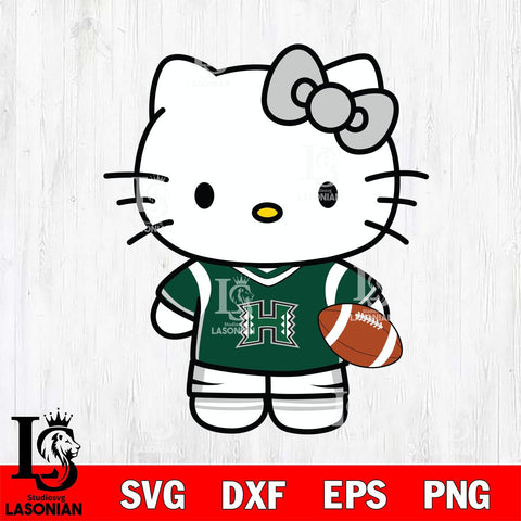 Hawaii Rainbow Warriors Cute Hello Kitty Football 8 Svg Eps Dxf Png File, NCAA svg, Digital Download, Instant Download