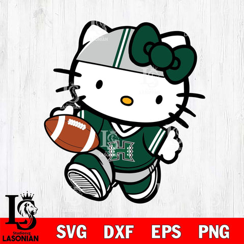 Hawaii Rainbow Warriors Cute Hello Kitty Football 9 Svg Eps Dxf Png File, NCAA svg, Digital Download, Instant Download