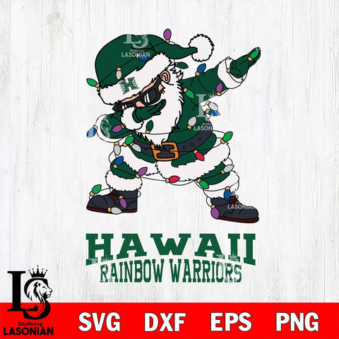 Hawaii Rainbow Warriors Dabbing Santa Claus Ugly Christmas Svg dxf eps png pdf file,NCAA svg,Digital Download,Cricut file
