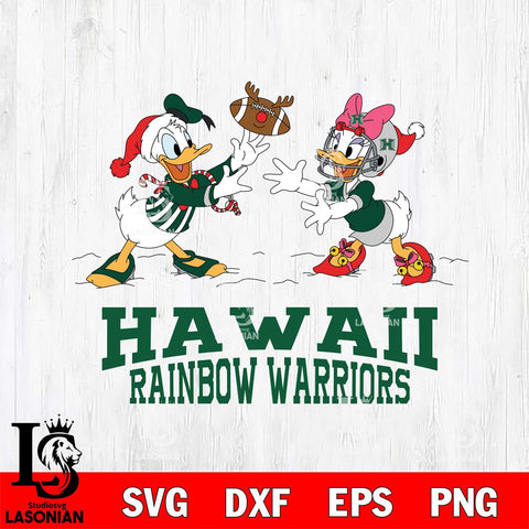 Hawaii Rainbow Warriors Donald Duck & Daisy Duck Football Cricut,Christmas SVG DXF EPS PNG FILE, NCAA Digital Download,Instant Download, Silhouette