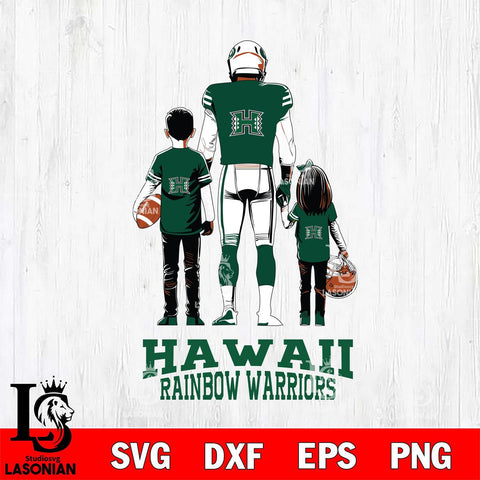 Hawaii Rainbow Warriors Father And Child Football SVG DXF EPS PNG FILE,NCAA SVG, Father day Digital Download,Instant Download, Silhouette