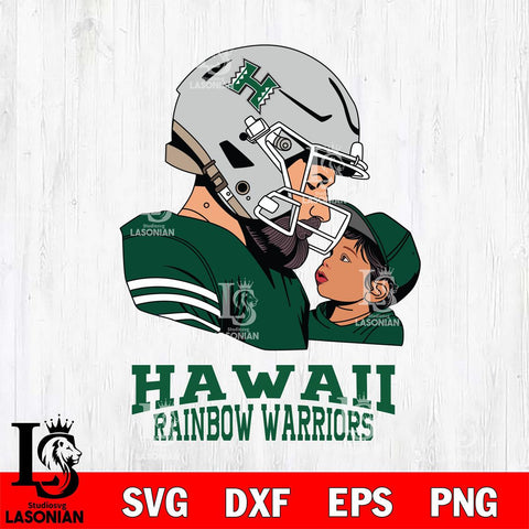 Hawaii Rainbow Warriors Father And Child Rugby SVG DXF EPS PNG FILE,NCAA SVG, Father day Digital Download,Instant Download, Silhouette