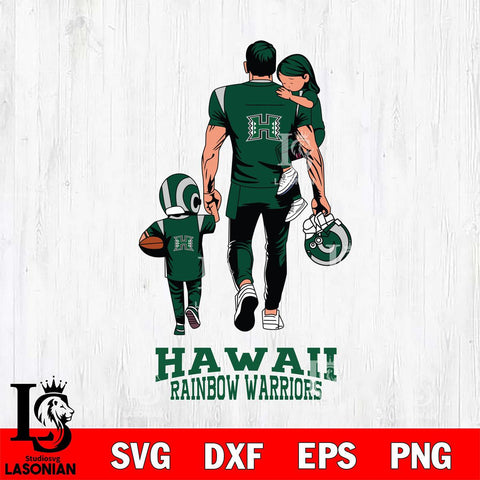 Hawaii Rainbow Warriors Father And Son Football SVG DXF EPS PNG FILE,NCAA SVG, Father day Digital Download,Instant Download, Silhouette