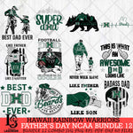 Hawaii Rainbow Warriors Fathers Day NCAA Bundle 12 Svg Eps Dxf Png File, Digital Download, Instant Download