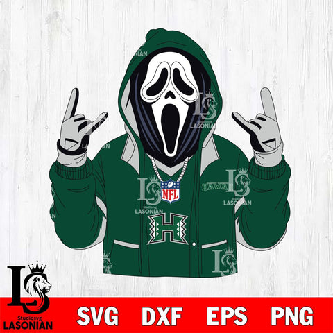 Hawaii Rainbow Warriors Ghostface Scream Football Halloween Svg Eps Dxf Png File, NCAA svg, Digital Download, Instant Download