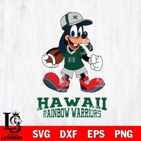 Hawaii Rainbow Warriors Goofy Football Player SVG DXF EPS PNG FILE,NCAA svg ,Football Digital Download,Instant Download, Silhouette