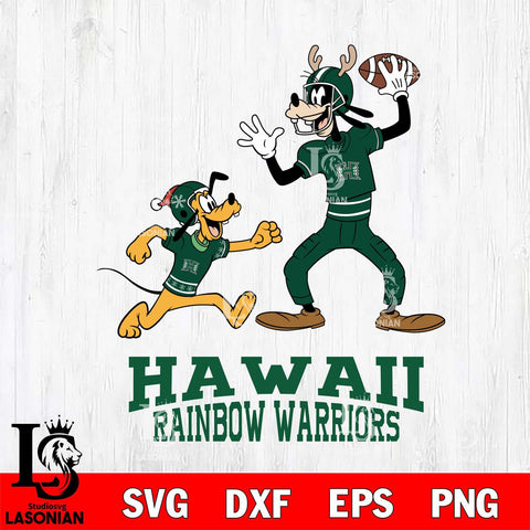 Hawaii Rainbow Warriors Goofy & Pluto Football Cricut,Christmas SVG DXF EPS PNG FILE, NCAA Digital Download,Instant Download, Silhouette