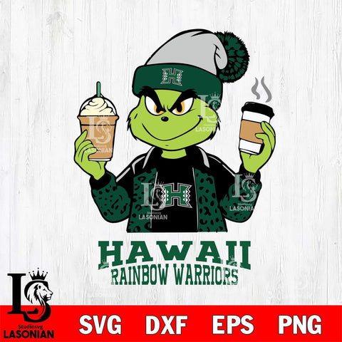 Hawaii Rainbow Warriors Grinch 2 coffee Svg Eps Dxf Png File, Digital Download, Instant Download