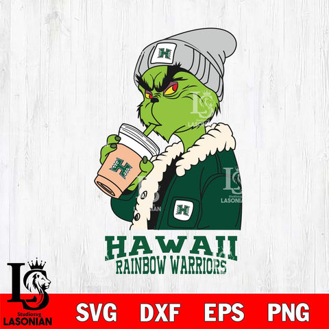 Hawaii Rainbow Warriors Grinch Bougie Football Svg Eps Dxf Png File, Digital Download, Instant Download