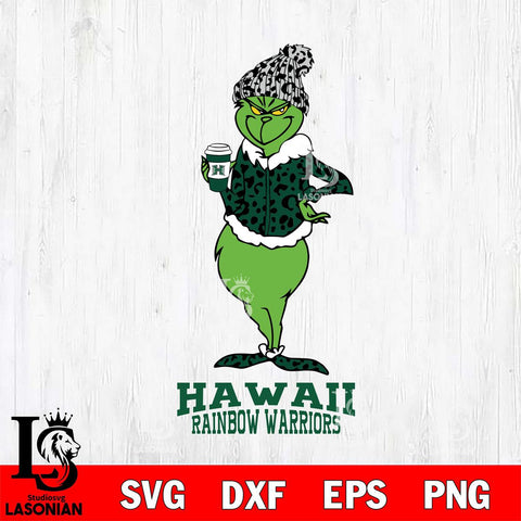 Hawaii Rainbow Warriors Grinch Leopard Coffee Svg Eps Dxf Png File, Digital Download, Instant Download