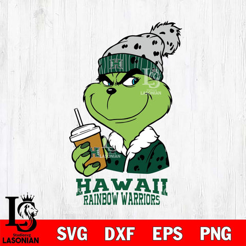 Hawaii Rainbow Warriors Grinch hat Svg Eps Dxf Png File, Digital Download, Instant Download