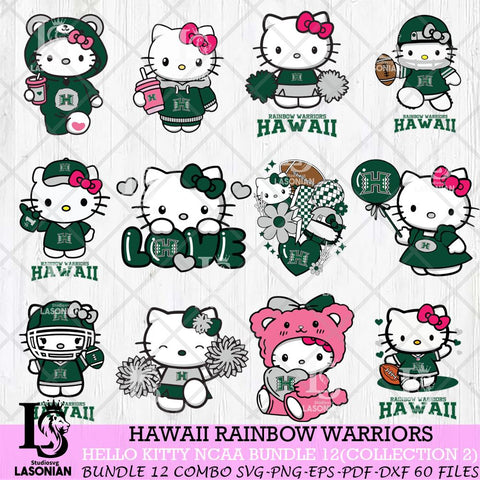 Hawaii Rainbow Warriors Hello Kitty Bundle 12 SVG Svg Eps Dxf Png File, Digital Download, Instant Download