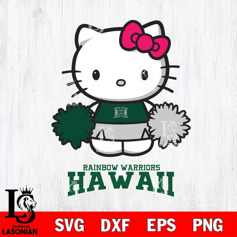 Hawaii Rainbow Warriors Hello Kitty Cheerleader 2 Svg Eps Dxf Png File, Digital Download, Instant Download
