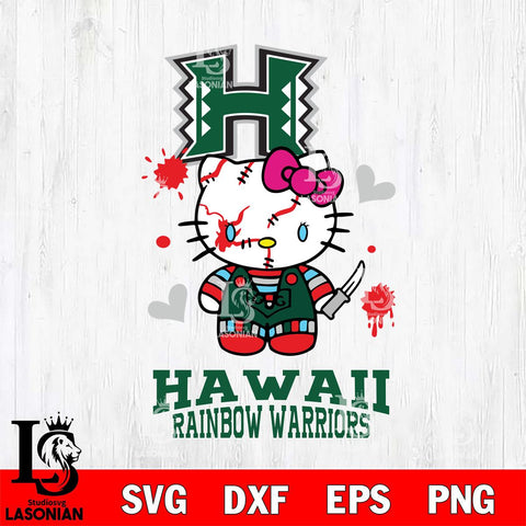 Hawaii Rainbow Warriors Hello Kitty Horror 2 Svg Eps Dxf Png File, Digital Download