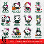 Hawaii Rainbow Warriors Hello Kitty Horror NCAA Bundle 12 SVG Svg Eps Dxf Png File, Digital Download