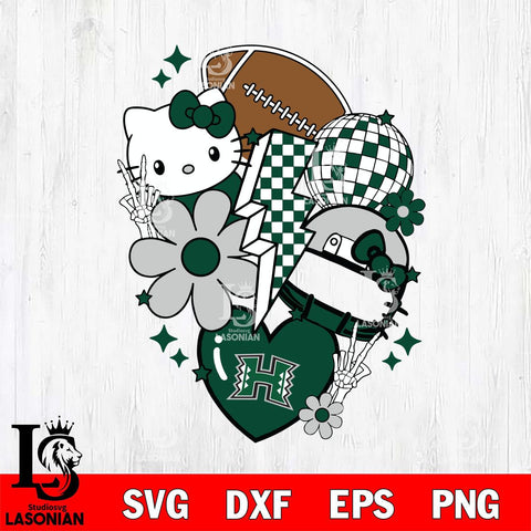Hawaii Rainbow Warriors Hello Kitty NCAA 2 Svg Eps Dxf Png File, Digital Download, Instant Download
