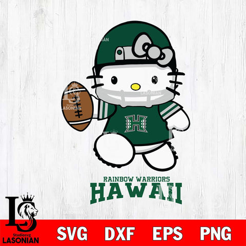 Hawaii Rainbow Warriors Hello Kitty NCAA 4 Svg Eps Dxf Png File, Digital Download, Instant Download
