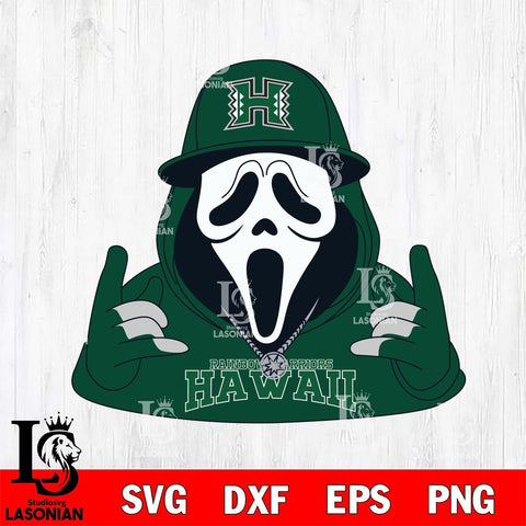 Hawaii Rainbow Warriors Horror Character Ghostface Sport Svg Eps Dxf Png File, NCAA svg, Digital Download, Instant Download