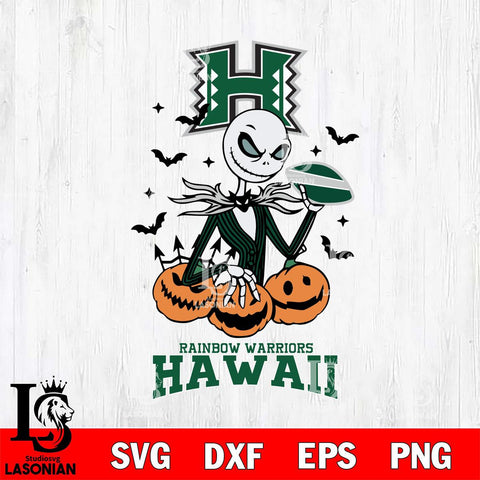 Hawaii Rainbow Warriors Jack Skellington 2 halloween Svg Eps Dxf Png File, NCAA svg, Digital Download, Instant Download