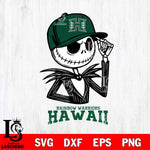 Hawaii Rainbow Warriors Jack Skellington 3 Halloween Svg Eps Dxf Png File, NCAA svg, Digital Download, Instant Download