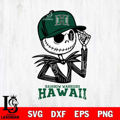 Hawaii Rainbow Warriors Jack Skellington 3 Halloween Svg Eps Dxf Png File, NCAA svg, Digital Download, Instant Download