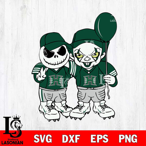 Hawaii Rainbow Warriors Jack Skellington And Pennywise Football Svg Eps Dxf Png File, NCAA svg, Digital Download, Instant Download