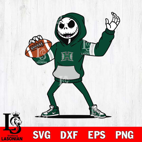 Hawaii Rainbow Warriors Jack Skellington Football Christmas File Cut, NCAA SVG DXF EPS PNG FILE, Digital Download , Criucut , Silhouette