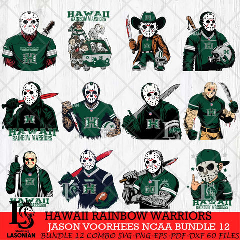 Hawaii Rainbow Warriors Jason Voorhees Horror Bundle 12 SVG Eps Dxf Png File, bundle NCAA svg, Digital Download, Instant Download