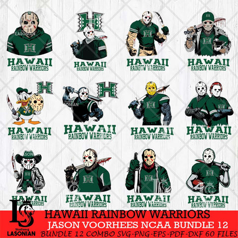Hawaii Rainbow Warriors Jason Voorhees NCAA Bundle 12 SVG Svg Eps Dxf Png File, Digital Download