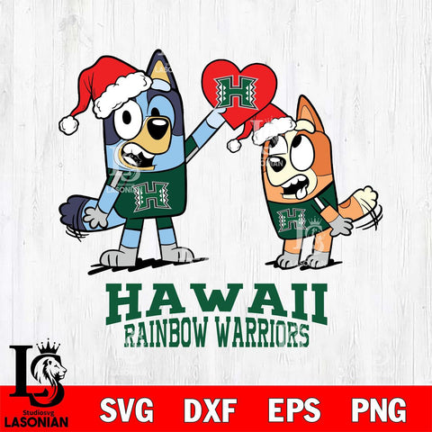 Hawaii Rainbow Warriors Love Bluey Christmas Svg Eps Dxf Png File, Digital Download