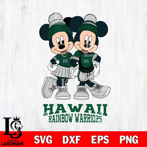 Hawaii Rainbow Warriors Mickey And Minnie Mouse Football Svg Eps Dxf Png File, NCAA svg , File Cut , Digital Download , Instant Download, Cut Svg Files