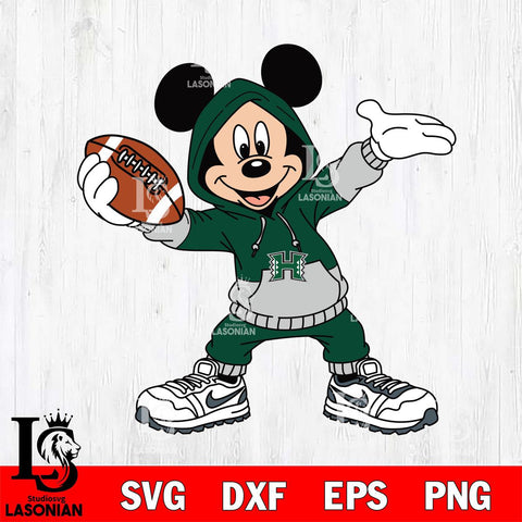 Hawaii Rainbow Warriors Mickey Disney Football Christmas File Cut, NCAA SVG DXF EPS PNG FILE, Digital Download , Criucut , Silhouette