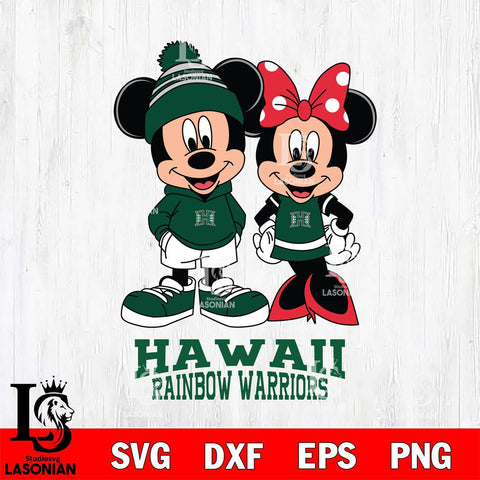 Hawaii Rainbow Warriors Mickey Minnie Mouse Cute Football Svg Eps Dxf Png File, NCAA svg , File Cut , Digital Download , Instant Download, Cut Svg Files