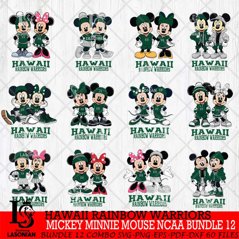Hawaii Rainbow Warriors Mickey Minnie Mouse NCAA Bundle 12 Svg Eps Dxf Png File, Bundle NCAA svg , File Cut , Digital Download , Instant Download, Cut Svg Files