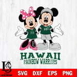 Hawaii Rainbow Warriors Mickey Minnie Mouse Sport Svg Eps Dxf Png File, NCAA svg , File Cut , Digital Download , Instant Download, Cut Svg Files