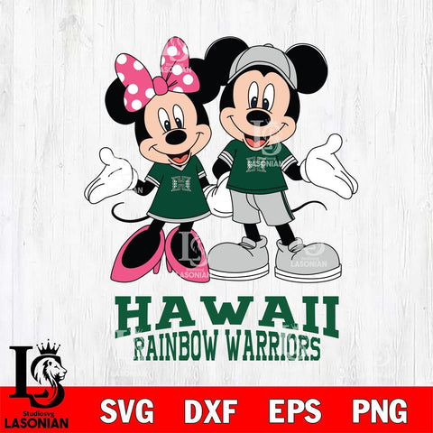 Hawaii Rainbow Warriors Mickey Minnie Mouse Sport Svg Eps Dxf Png File, NCAA svg , File Cut , Digital Download , Instant Download, Cut Svg Files