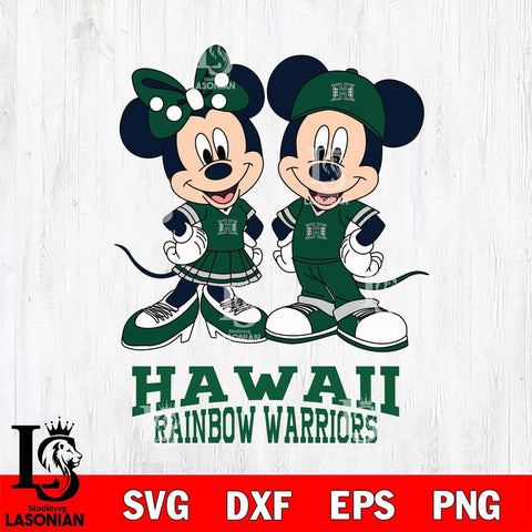 Hawaii Rainbow Warriors Mickey Minnie Mouse rugby ball Svg Eps Dxf Png File, NCAA svg , File Cut , Digital Download , Instant Download, Cut Svg Files