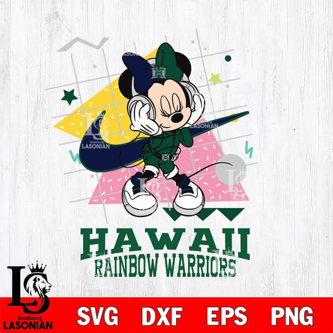 Hawaii Rainbow Warriors Minnie Mouse Dancing SVG DXF EPS PNG FILE, NCAA File Cut,Digital Download,Instant Download