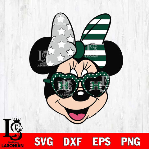 Hawaii Rainbow Warriors Minnie Mouse Love Svg Eps Dxf Png File, NCAA svg, Digital Download, Instant Download