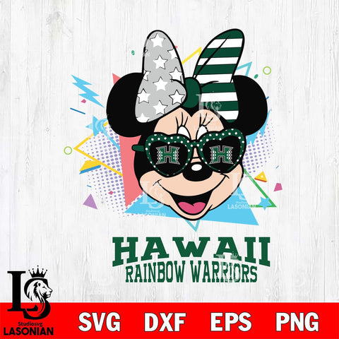 Hawaii Rainbow Warriors Minnie Mouse Love Sport SVG DXF EPS PNG FILE, NCAA File Cut,Digital Download,Instant Download