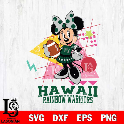 Hawaii Rainbow Warriors Minnie Mouse Sport SVG DXF EPS PNG FILE, NCAA File Cut,Digital Download,Instant Download