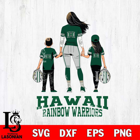 Hawaii Rainbow Warriors Mother and son Rugby SVG DXF EPS PNG FILE,NCAA SVG, Father day Digital Download,Instant Download, Silhouette