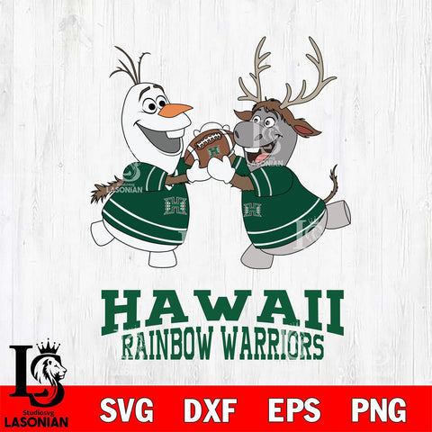 Hawaii Rainbow Warriors Olaf & Sven Football Cricut,Christmas SVG DXF EPS PNG FILE, NCAA Digital Download,Instant Download, Silhouette