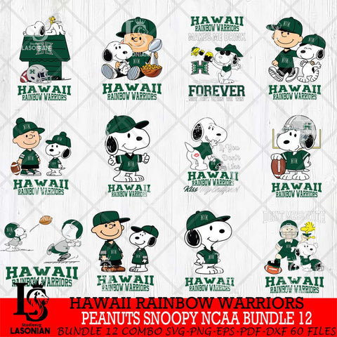 Hawaii Rainbow Warriors Peanuts Snoopy Player NCAA Bundle 12 SVG DXF EPS PNG FILE,Snoopy File Cut, bundle NCAA Digital Download,Instant Download, Silhouette