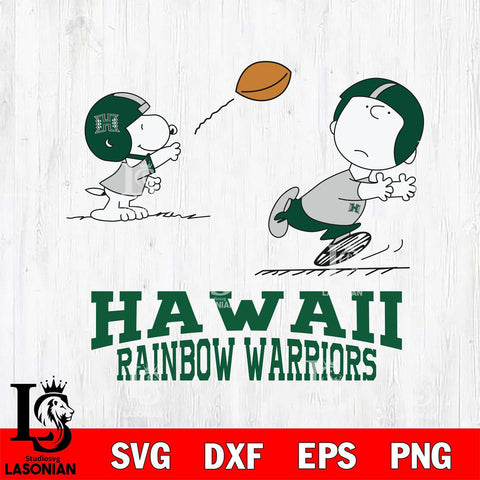 Hawaii Rainbow Warriors Peanuts play football SVG DXF EPS PNG FILE,Snoopy File Cut, NCAA Digital Download,Instant Download,Christmas Silhouette