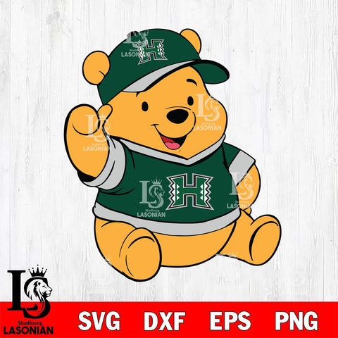 Hawaii Rainbow Warriors Pooh Bear Svg Eps Dxf Png File, NCAA svg, Digital Download, Instant Download
